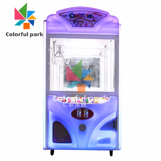 Regalo colorato con gru per bambole da parco, giocattolo di divertimento arcade a gettoni, gioco di artigli di gru